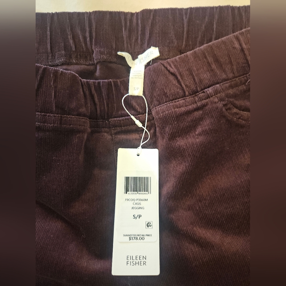 NWT Maroon Eileen Fisher Casis Corduroy Jegging Organic Cotton New in Size S/P - Picture 7 of 8